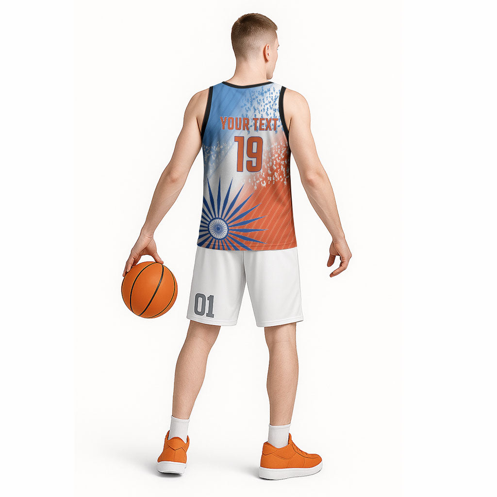 Custom India Cricket Basketball Jersey Men In Blue Ashoka Chakra Pride
