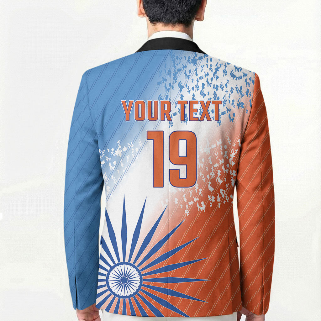 Custom India Cricket Blazer Men In Blue Ashoka Chakra Pride