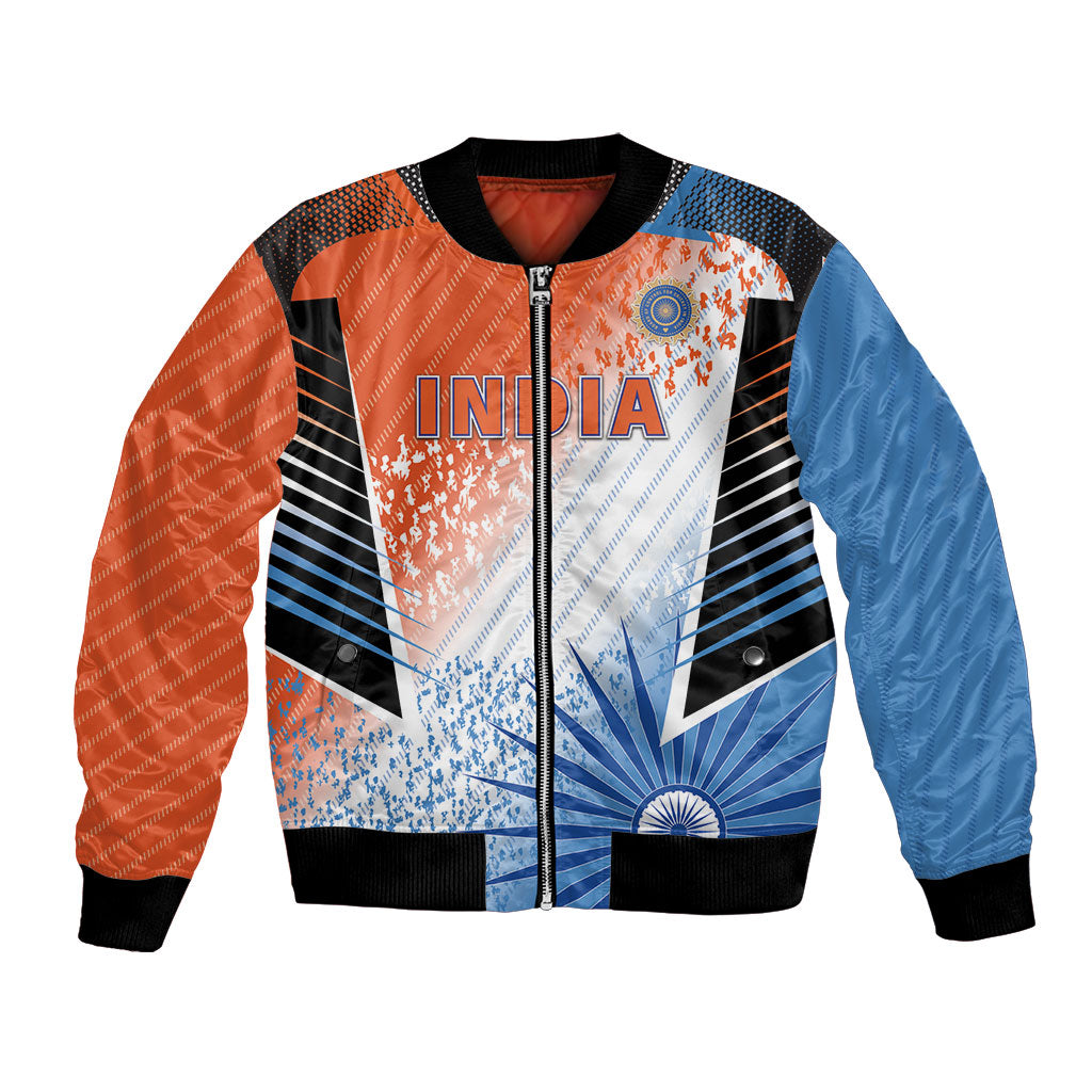 Custom India Cricket Bomber Jacket Men In Blue Ashoka Chakra Pride