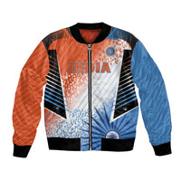 Custom India Cricket Bomber Jacket Men In Blue Ashoka Chakra Pride