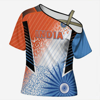 Custom India Cricket Cross Shoulder Shirt Men In Blue Ashoka Chakra Pride