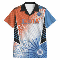 Custom India Cricket Hawaiian Shirt Men In Blue Ashoka Chakra Pride