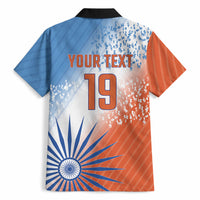 Custom India Cricket Hawaiian Shirt Men In Blue Ashoka Chakra Pride