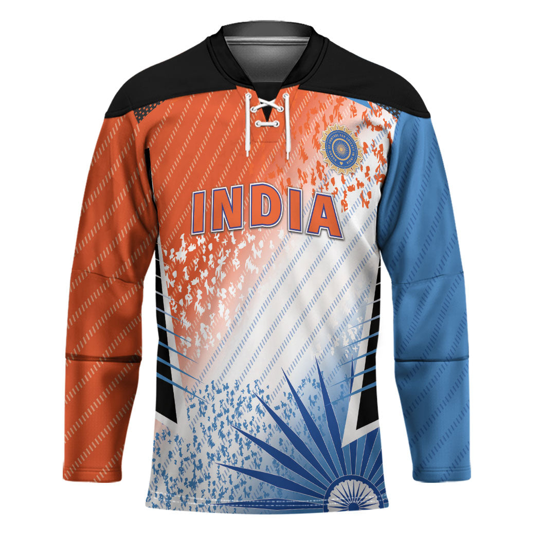 Custom India Cricket Hockey Jersey Men In Blue Ashoka Chakra Pride