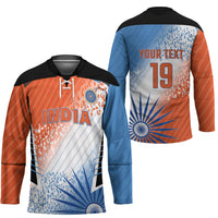 Custom India Cricket Hockey Jersey Men In Blue Ashoka Chakra Pride