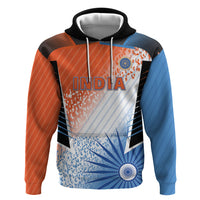 Custom India Cricket Hoodie Men In Blue Ashoka Chakra Pride