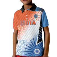 Custom India Cricket Kid Polo Shirt Men In Blue Ashoka Chakra Pride