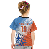 Custom India Cricket Kid T Shirt Men In Blue Ashoka Chakra Pride
