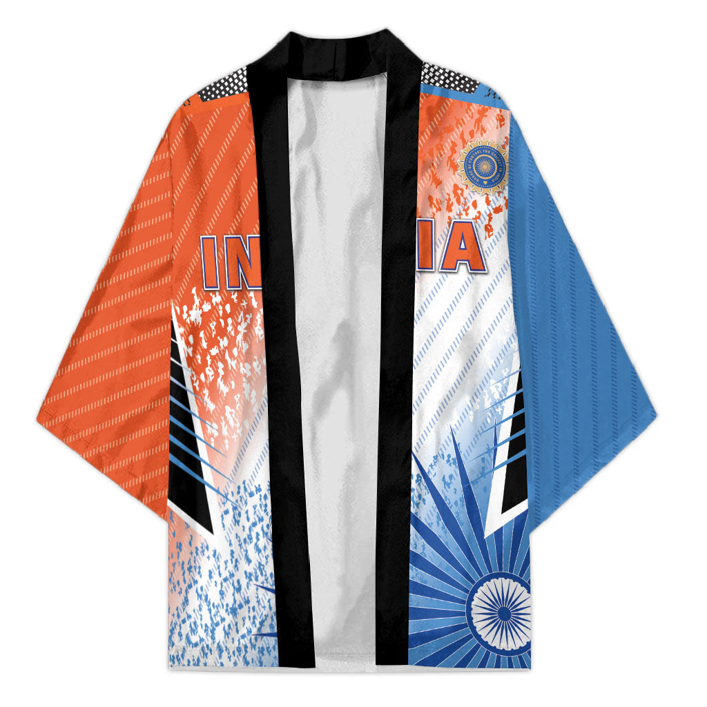 Custom India Cricket Kimono Men In Blue Ashoka Chakra Pride