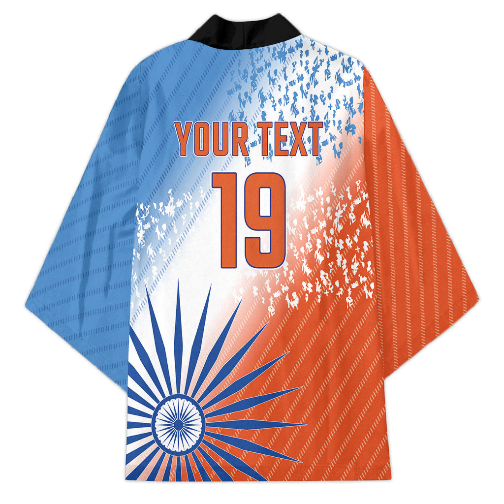 Custom India Cricket Kimono Men In Blue Ashoka Chakra Pride