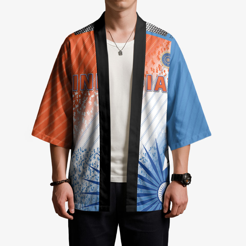 Custom India Cricket Kimono Men In Blue Ashoka Chakra Pride