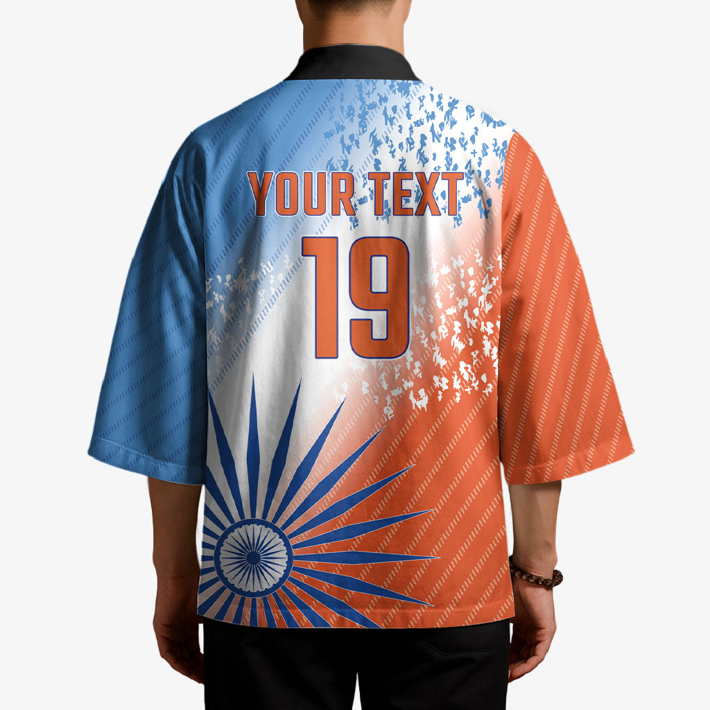 Custom India Cricket Kimono Men In Blue Ashoka Chakra Pride