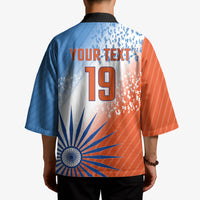 Custom India Cricket Kimono Men In Blue Ashoka Chakra Pride