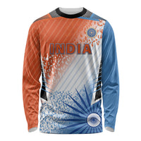 Custom India Cricket Long Sleeve Shirt Men In Blue Ashoka Chakra Pride