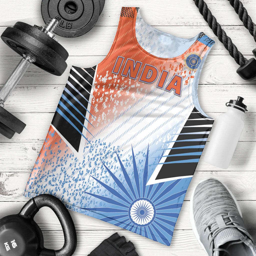 Custom India Cricket Men Tank Top Men In Blue Ashoka Chakra Pride
