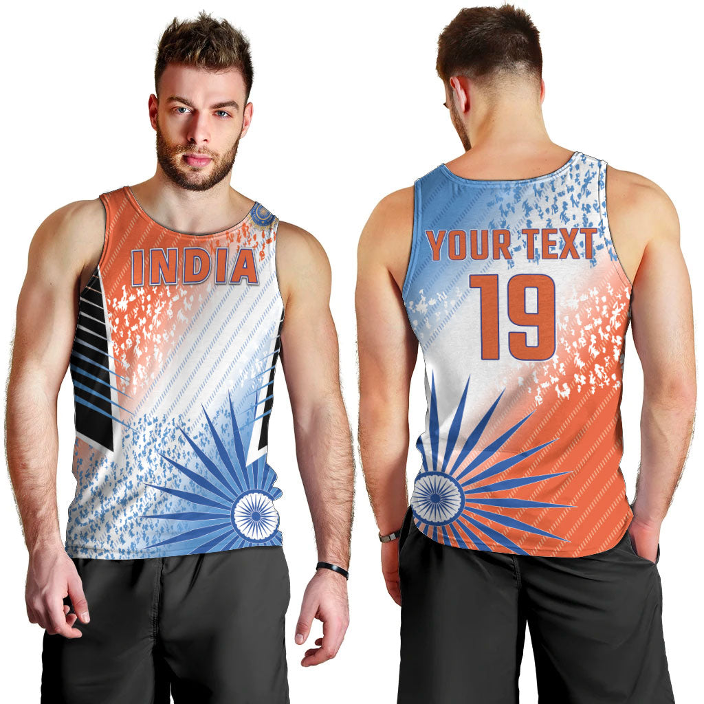 Custom India Cricket Men Tank Top Men In Blue Ashoka Chakra Pride