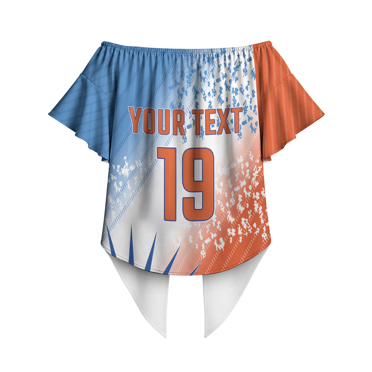 Custom India Cricket Off Shoulder Wrap Waist Top Men In Blue Ashoka Chakra Pride