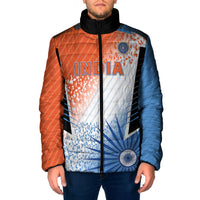 Custom India Cricket Padded Jacket Men In Blue Ashoka Chakra Pride