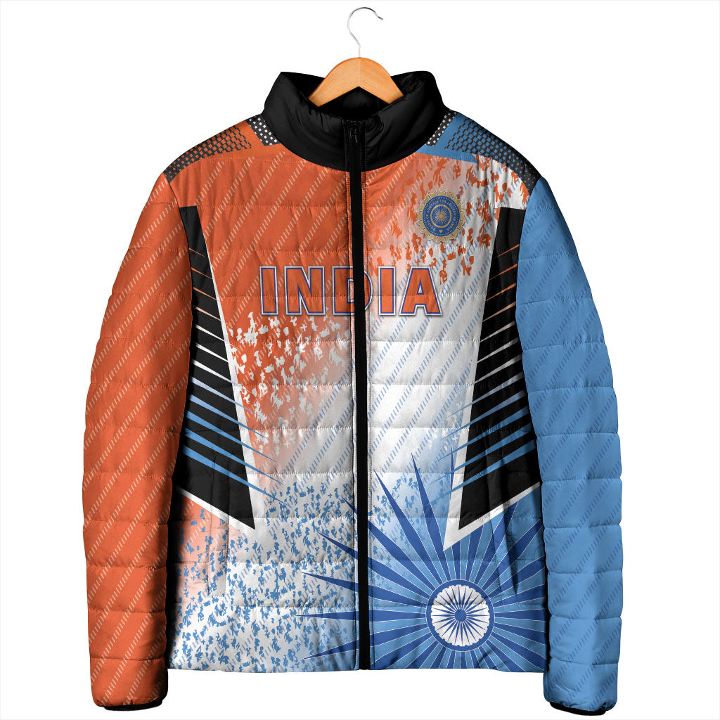 Custom India Cricket Padded Jacket Men In Blue Ashoka Chakra Pride