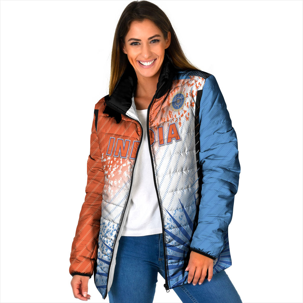 Custom India Cricket Padded Jacket Men In Blue Ashoka Chakra Pride