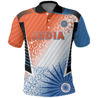 Custom India Cricket Polo Shirt Men In Blue Ashoka Chakra Pride