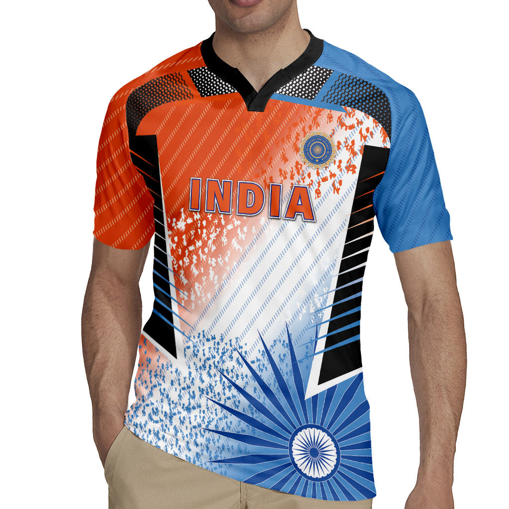 Custom India Cricket Rugby Jersey Men In Blue Ashoka Chakra Pride