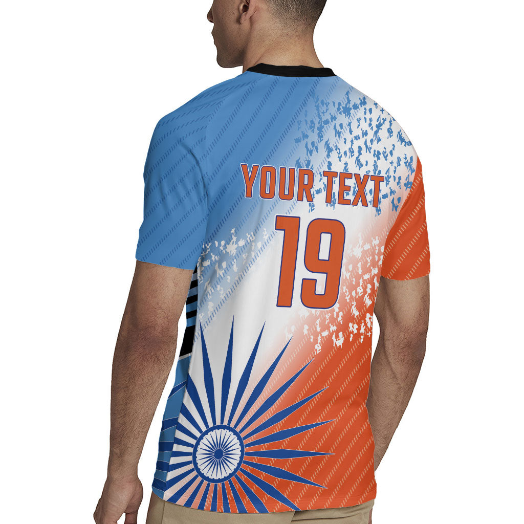 Custom India Cricket Rugby Jersey Men In Blue Ashoka Chakra Pride
