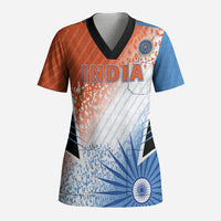 Custom India Cricket Scrub Top Men In Blue Ashoka Chakra Pride