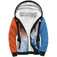 Custom India Cricket Sherpa Hoodie Men In Blue Ashoka Chakra Pride