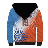 Custom India Cricket Sherpa Hoodie Men In Blue Ashoka Chakra Pride