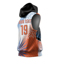 Custom India Cricket Sleeveless Hoodie Men In Blue Ashoka Chakra Pride