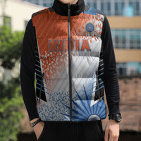 Custom India Cricket Sleeveless Puffer Jacket Men In Blue Ashoka Chakra Pride