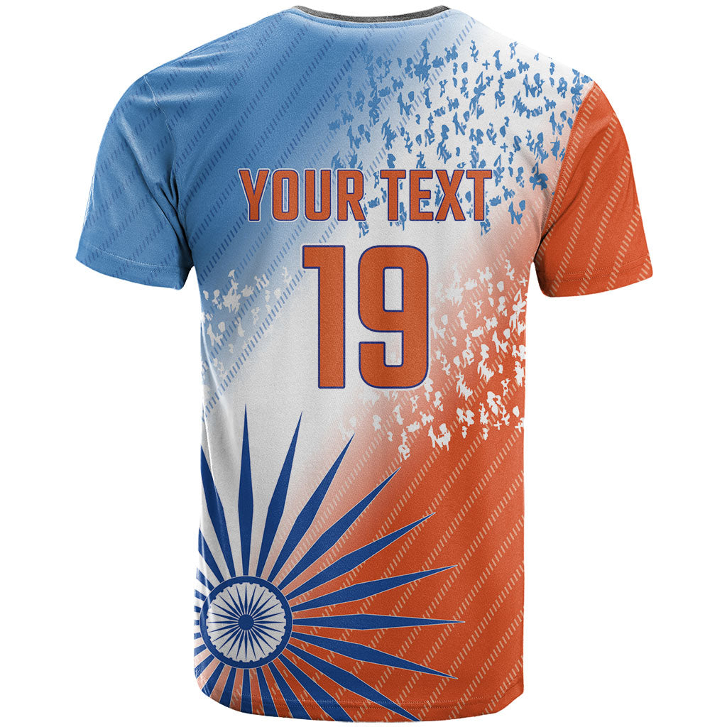 Custom India Cricket T Shirt Men In Blue Ashoka Chakra Pride