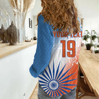 Custom India Cricket Women Casual Shirt Men In Blue Ashoka Chakra Pride