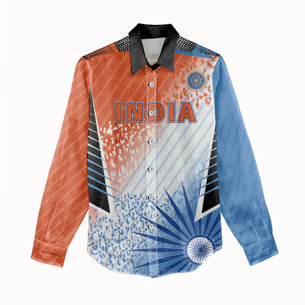 Custom India Cricket Women Casual Shirt Men In Blue Ashoka Chakra Pride