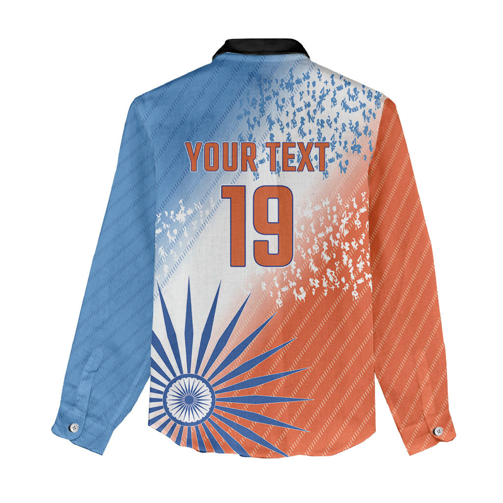 Custom India Cricket Women Casual Shirt Men In Blue Ashoka Chakra Pride