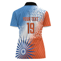 Custom India Cricket Women Polo Shirt Men In Blue Ashoka Chakra Pride