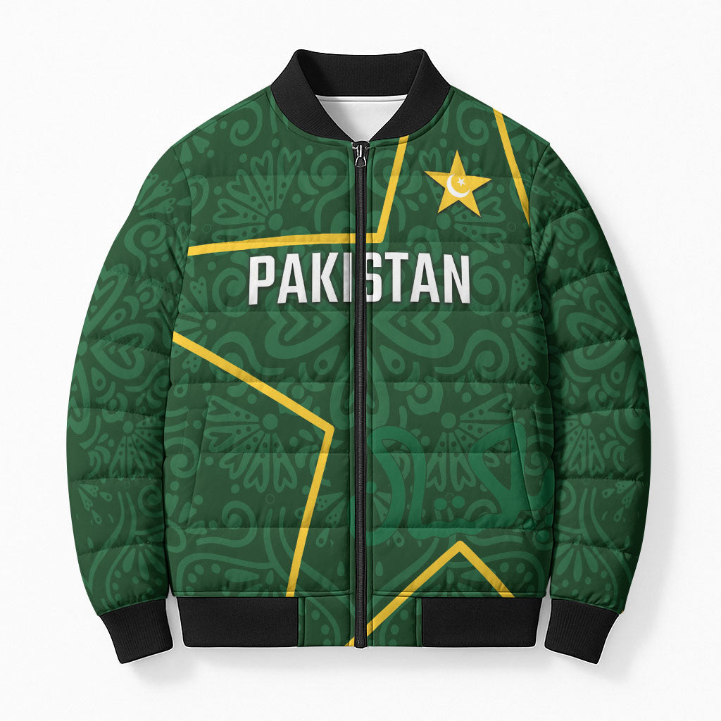 Custom Pakistan Cricket Bomber Puffer Jacket Shaheens Crescent Star Spirit