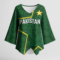 Custom Pakistan Cricket Kimono Sleeve Blouse Shaheens Crescent Star Spirit