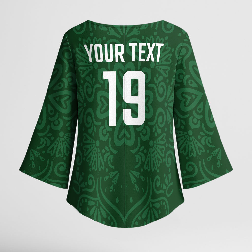 Custom Pakistan Cricket Kimono Sleeve Blouse Shaheens Crescent Star Spirit