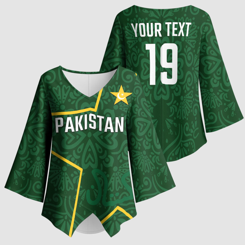 Custom Pakistan Cricket Kimono Sleeve Blouse Shaheens Crescent Star Spirit