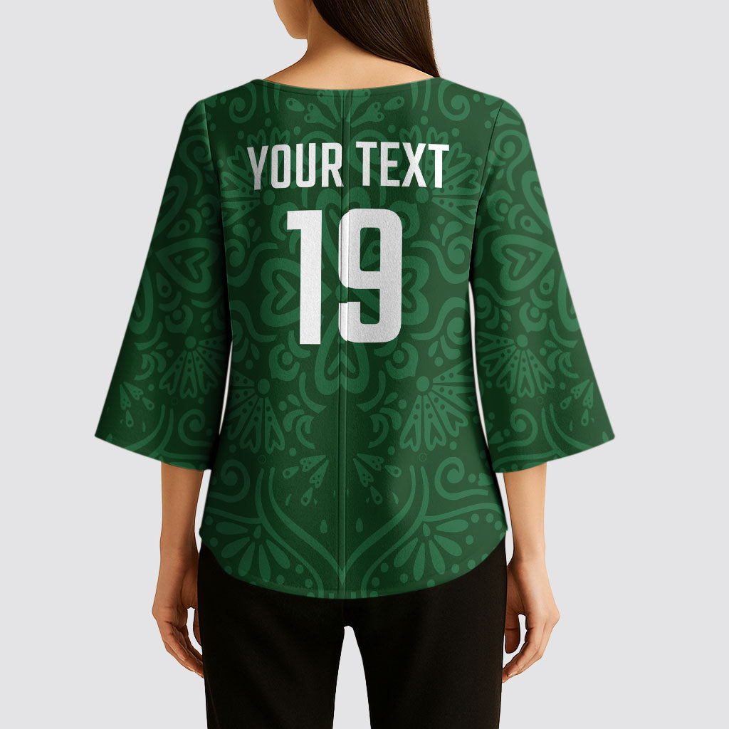 Custom Pakistan Cricket Kimono Sleeve Blouse Shaheens Crescent Star Spirit