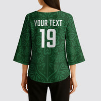 Custom Pakistan Cricket Kimono Sleeve Blouse Shaheens Crescent Star Spirit