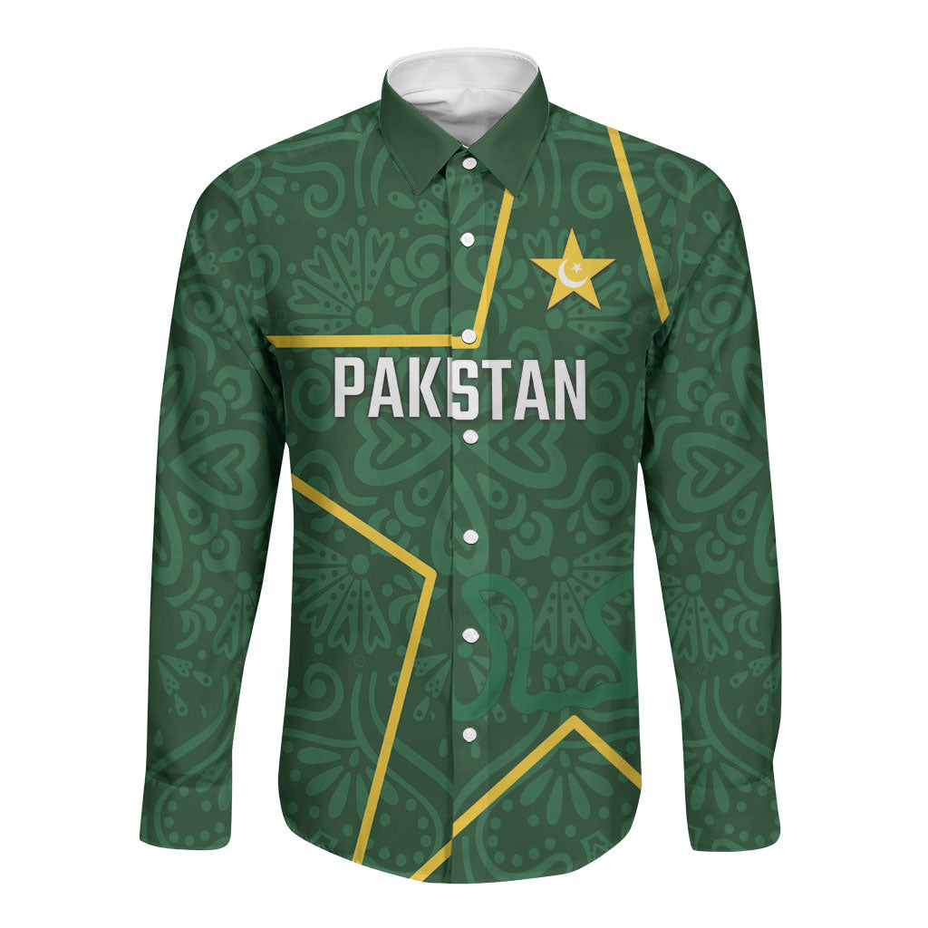 Custom Pakistan Cricket Long Sleeve Button Shirt Shaheens Crescent Star Spirit