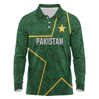Custom Pakistan Cricket Long Sleeve Polo Shirt Shaheens Crescent Star Spirit