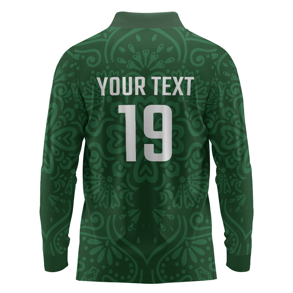 Custom Pakistan Cricket Long Sleeve Polo Shirt Shaheens Crescent Star Spirit