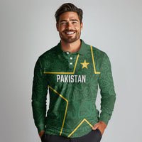 Custom Pakistan Cricket Long Sleeve Polo Shirt Shaheens Crescent Star Spirit