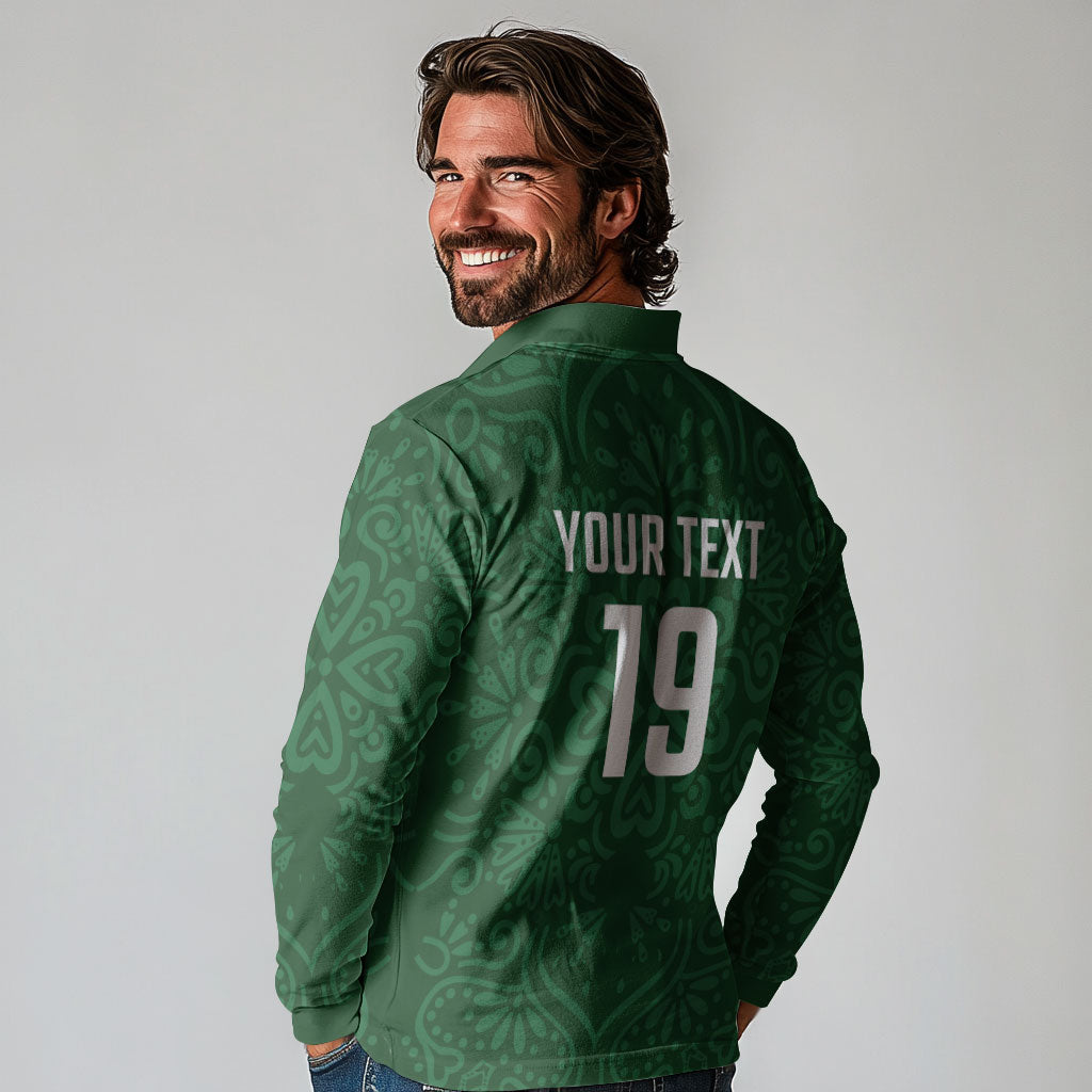 Custom Pakistan Cricket Long Sleeve Polo Shirt Shaheens Crescent Star Spirit