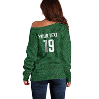 Custom Pakistan Cricket Off Shoulder Sweater Shaheens Crescent Star Spirit