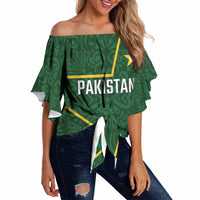 Custom Pakistan Cricket Off Shoulder Wrap Waist Top Shaheens Crescent Star Spirit